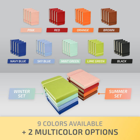 Tiny Notebook 3x4 Small Notepad Pocket Size, A7 Leather Hardcover Mini Notebook, Tear Off Sheet Tiny Notepad with Elastic Band, 4 Pack Mini Pocket...