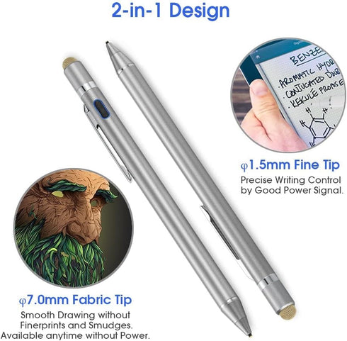 2-in-1 Active Stylus Digital Pen with 1.5mm Ultra Fine Tip for iPad iPhone Samsung Tablets, Work on Touchscreen Phones and Tablets,Good at Drawing...
