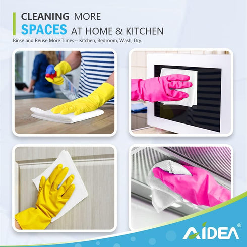 AIDEA Microfiber Cleaning Cloths White-24PK, Absorbent Cleaning Rags, Lint-Free, Scratch-Free, Streak-Free Wash Cloths, Microfiber Cloth, Dish Tow...