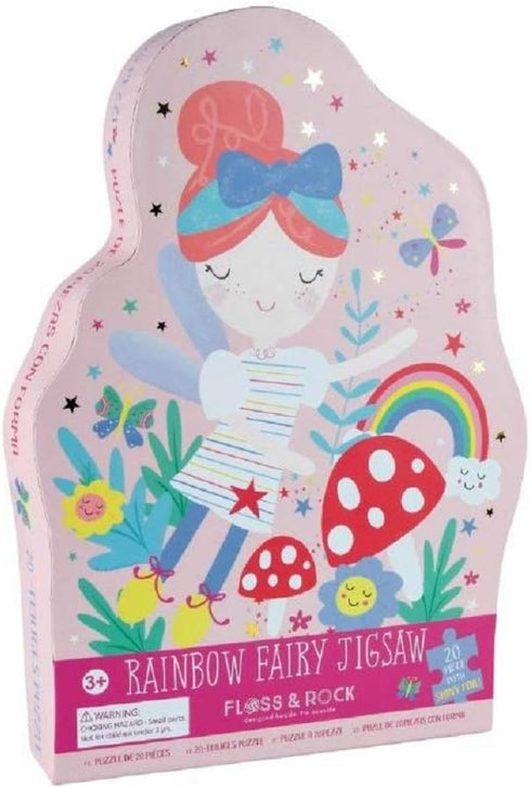 Floss & Rock 42P6331 Fairy Shaped Rainbow Fairy Jigsaw with Shaped Box, 20-Piece Set...