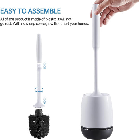 Toilet Brush, Toilet Bowl Brush and Holder Set for Bathroom, Toilet Cleaning Scrubber Cleaner Brush for Bathroom for Deep Cleaning with Stiff Plas...