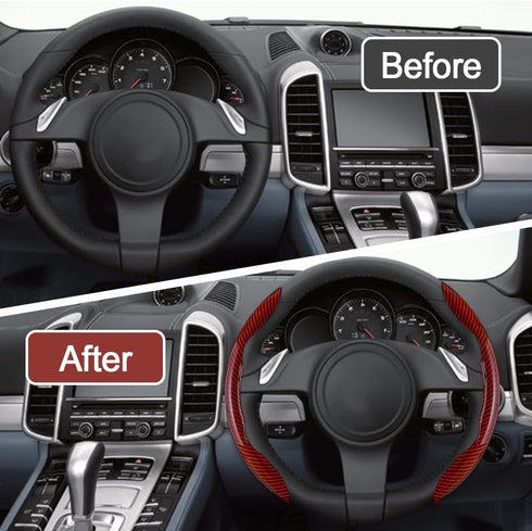 Steering Wheel Cover, Segmented Steering Wheel Protector, Carbon Fiber Anti-Slip and Durable Butterfly Cover, Universal Car Interior Accessories F...