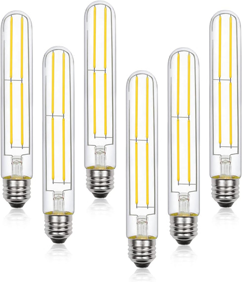 T10 LED Tubular Light Bulb Dimmable, 6W Long Tube Vintage LED Filament Bulbs 60 Watt Equivalent, Neutral White 4000K, 700LM with 85+ CRI, 7.3 Inch...