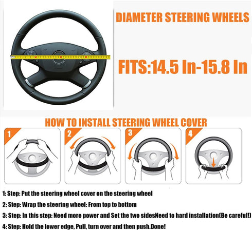 Steering Wheel Cover, Car Silicone Steering Wheel Protector, Anti-Slip Soft Odorless Wheel Covers, Universal 14-15 Inch Steering Wheel, Automotive...