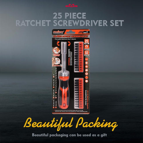 HORUSDY 25-Piece Security Torx Screwdriver Bit Set | T5-T40 Torx Bit Set 1/4 inch Ratcheting Magnetic Bit Driver | 12Pcs Torx Bit and 12Pcs Common...