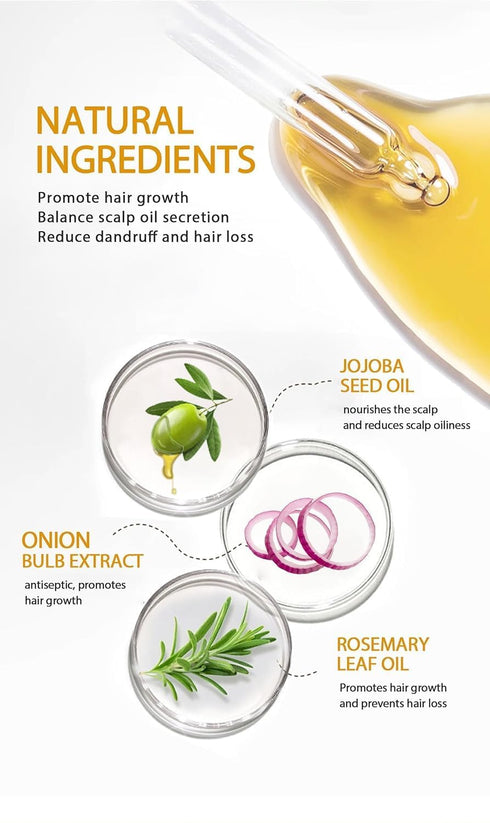 Onion Oil for Hair Growth Organic,Rosemary Hair Growth Oil Enriched with Rosemary, Onion Oil,Black Seed Oil Control Hair Loss, Promotes Hair Growt...