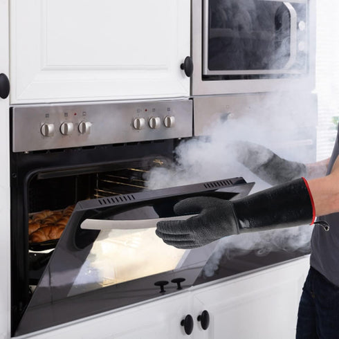 932°F Heat Resistant Gloves Non-Slip BBQ Gloves Waterproof Kitchen Gloves Fireproof Grilling Gloves Oil Resistant Barbecue Gloves Neoprene Coated ...