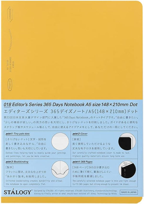 Nitoms S4150 STALOGY Notebook, 365 Days Notebook, A5, Dot Square, Yellow...
