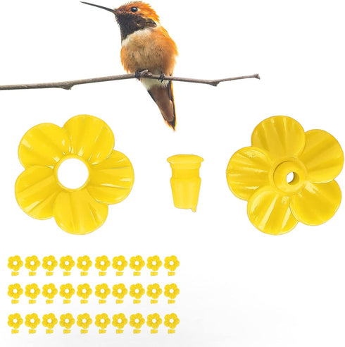 CHICIRIS Hummingbird Feeder Flowers, Replaceable Bird Feeder Replacement Flowers 30 Sets Multicolored for Home (Yellow)...