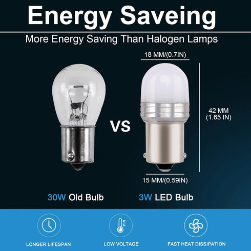 Ba15s 1156 12V 24V P21w LED Bulb 6000K Daylight White, Used for RV Interior, Backup Reverse Lights Landscape Lighting. Camping, RV Lights, Lawn Tr...