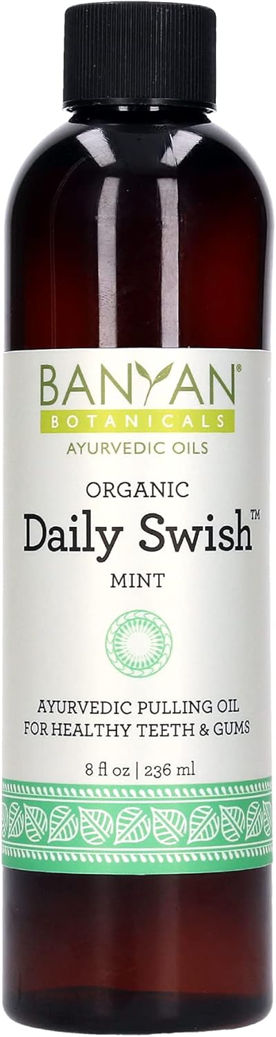 Banyan Botanicals Daily Swish Mint – Organic Ayurvedic Oil Pulling Mouthwash with Coconut Oil – for Oral Health, Teeth, & Gums* – 8oz – Non GMO Su...