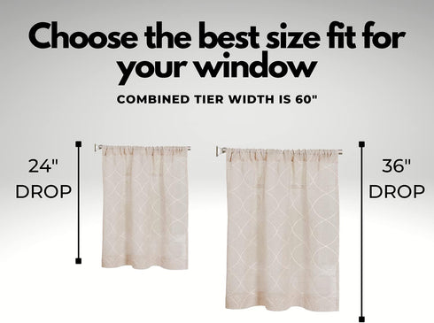 Elrene Home Fashions Taylor Embroidered Rod Pocket Kitchen/Cafe Tier Window Curtain Tiers, Set of 2, 30" x 24", Linen...