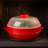 Microwave Steamer for Vegetables, Fish, Poultry & Rice – BPA-Free Healthy Oil-Free Cooking Container – Red – Dishwasher & Freezer Safe...
