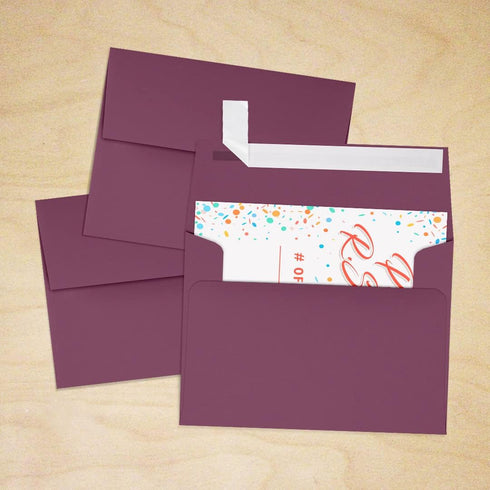 LUXPaper A2 Invitation Envelopes | Peel & Press | 4 3/8" x 5 3/4" | Vintage Plum | 80lb. Text | 50 Qty...