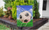 Moslion Soccer Garden Flag Vertical Double Sided Sports White and Black Football in Ball Net in Green Field Grass Blue Sky House Flags Home Burlap...