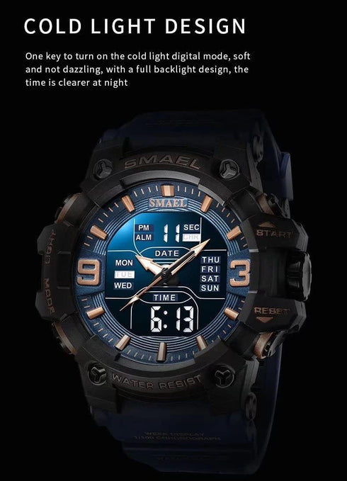 Men's Military Watches Outdoor Sports Digital Watch Waterproof LED Date Alarm Wrist Watches for Men...