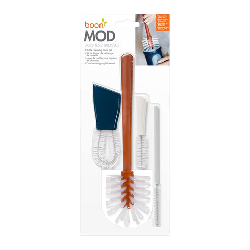 Boon Mod Replacement Baby Bottle Brushes - Includes Bottle Cleaner Brush, Straw Cleaner Brush, Nipple Brush and Detail Brush for Baby Bottles - Ne...