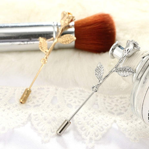 Fashion Men Rose Floral Lapel Stick Brooch Pin Suit Tuxedo Corsage Accessory...