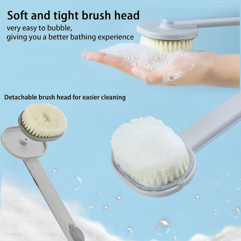 2 Pack Back Scrubber for Shower, Long Handle Bath Massage Cleaning Brush, Family Essentials Long Handle Back Shower Bath Soap Dispenser Massage Cl...