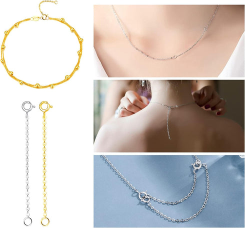 ADMITRY 925 Sterling Silver Necklace Extender,Durable Chain Extenders,Necklace Bracelet Anklet Jewelry Extension for Women (1 2 3 Inch)...