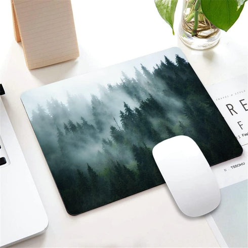 Misty Forest Mouse Pad,Nature Pine Trees Scenic Foggy Mountain Cool Woodsy Landscape Woodland Customized Non-Slip Rubber Base Mousepads, Computer ...