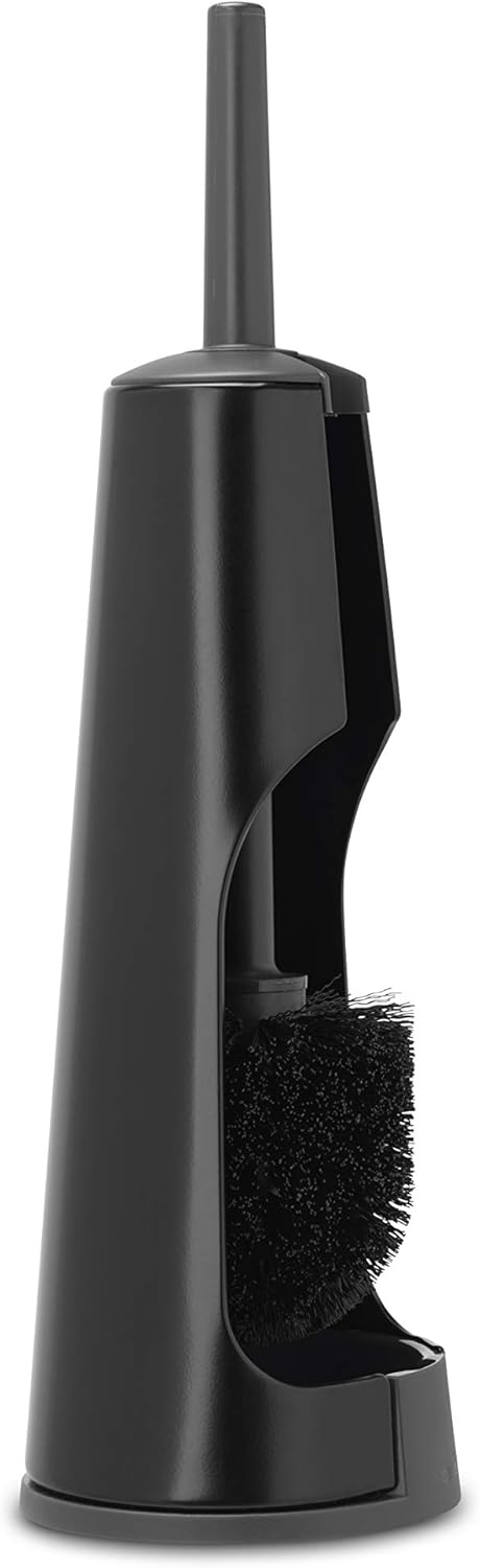 Brabantia ReNewToilet Brush & Holder Set (Matt Black) Free-Standing, Non-Slip/Scratch Base, Hygenic Discreet Toilet Bowl Cleaner...