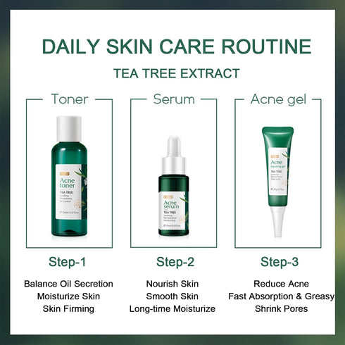 Acne Skincare Set Gifts for Teenagers Girls, Tea Tree Skin Care Set for Oily Skin, Oil Control Skin Care Kits: Toner, Serum, Gel Acne Remove, Faci...