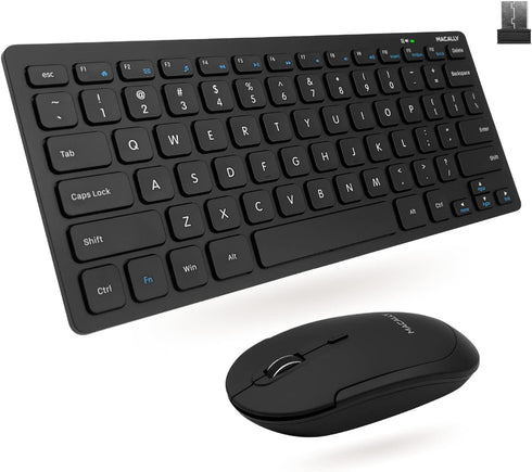 Macally Small Wireless Keyboard and Mouse Combo for PC - an Essential Work Duo - 2.4G - 78 Compact Key Cordless Mouse and Keyboard Combo with Mini...