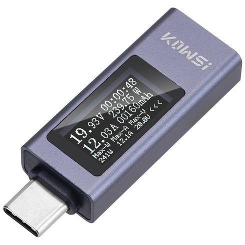 USB C Power Meter USB C Tester, USB Multimeter 4-30V 0-12A Voltage Current Capacity Energy Power Digital Tester for Tablet Chargers Power Bank Cab...