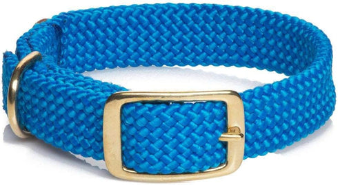 Mendota Pet Double Braid Collar - Brass - Dog Collar - Made in The USA - Blue, 1 in x 21 in Standard...