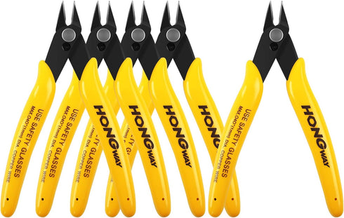 HongWay 5pcs Micro Flush Cutters, Wire Cutter with Internal Spring, Diagonal Cutters for Electronics, Heating Wire, Model Sprue, Soft Copper Wire ...