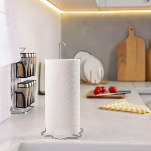Paper Towel Holder Countertop, Kitchen Paper Towel Stand for Kitchen Organization and Storage, All Metal Sturdy Roll Dispenser, Gray...