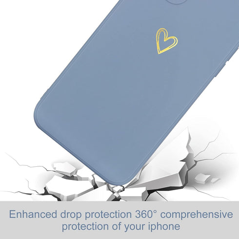 for iPhone 13 Case Cute Slim Shockproof Phone Case with Wireless Charging Support and Protection, Blue Grey......