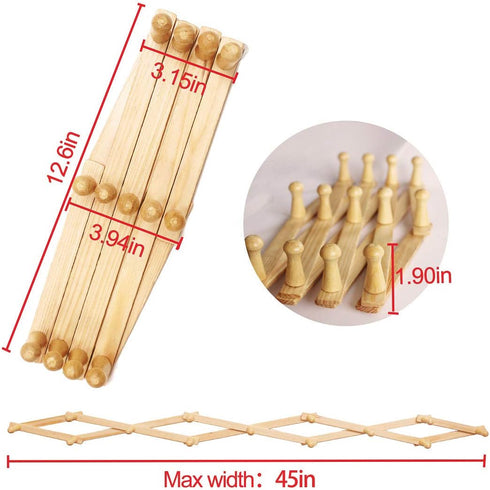 AMAPON Accordion Style Expandable Wall Wooden Coat Rack 13 Hooks (Pegs) Hang Hats Jackets Coffee Mug Purses Necklaces Towels Cap Leash Scarves Dat...