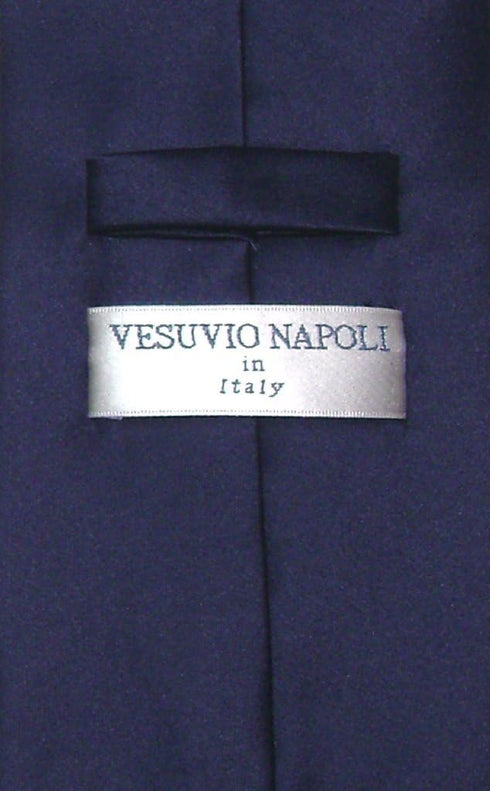 Vesuvio Napoli NeckTie Solid NAVY BLUE Color Men's Neck Tie...