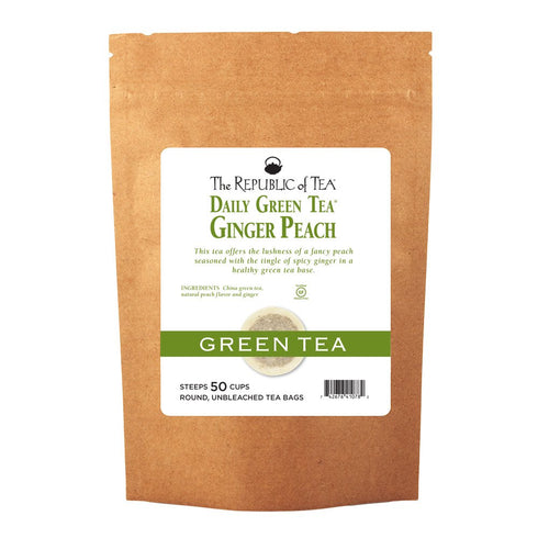 The Republic of Tea Ginger Peach Green Tea, 50 Tea Bags, Ripe Peach Spicy Ginger Gourmet Green Tea...