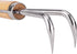 Nisaku NJP956 Nekaki Nihondume Handheld Double Claw Cultivator, Japanese Stainless Steel Tine Length 1.5-Inch, 5.5-Inch Polished Wood Handle...
