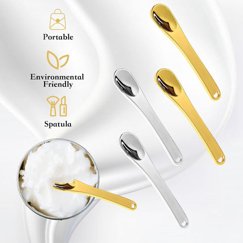 Makeup Metal Spatula 4 Pcs Mini Spoon Beauty Scoop Reusable Skin Care Spatula Massage Makeup Beauty Spoons Mask Shovel Applicator For Facial Cosme...