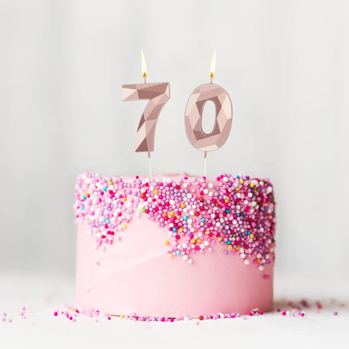 Nuanchu 70th Birthday Candles, Happy Birthday Cake Topper 3D Diamond Shape Numeral Sparkler Number Candles for Men Women Party Wedding Decoration ...