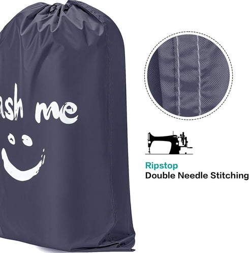 HOMEST XL Wash Me Travel Laundry Bag, Dirty Clothes Organizer, Large Enough to Hold 4 Loads of Garments, Easy Fit a Hamper or Clothing Basket, Gre...