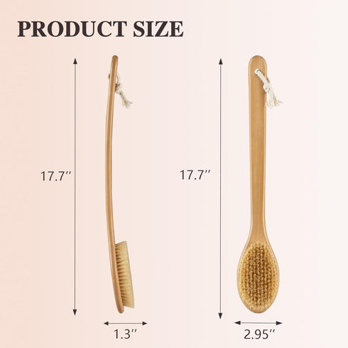 Bamboo Long Handle Back Scrubber Brush,Dry Body Scrubber for Dry Skin, Blood Circulation, Cellulite Treatment,Dry Brush Suitable for All Kinds of ...
