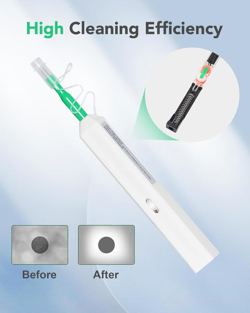 Fiber Optic Cleaning Pen, One Click Fiber Cleaner Pen, SC/FC/ST 2.5mm Ferrule Connectors Fiber Cleaner Over 800 Times with Added Protection Case...