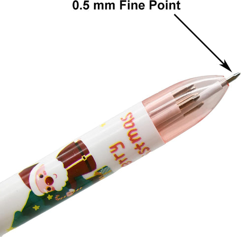 Maydahui 12PCS Christmas Multicolor Ballpoint Pen 6-in-1 Pens Retractable Priting Pen Snowman Reindeer Christmas Tree Santa Claus for Christmas Pa...