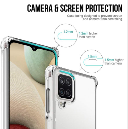 Folmeikat Samsung Galaxy A12 Phone Case, Clear Transparent Reinforced Corners TPU Shock-Absorption Flexible Cell Phone Cover for Samsung A12 6.5"(...