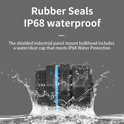 RJ45 Panel Mount Waterproof Connector IP68 Cable Connector, Female to Female, with Shielding Cable Coupler-CAT6-YMP23-Blue-2 PCS...