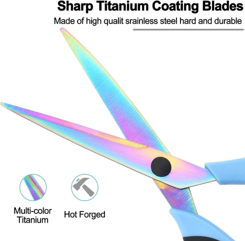 Craft Scissors Set of 3 Pack, All Purpose Sharp Titanium Blades Shears, Rubber Soft Grip Handle, Multipurpose Fabric Scissors Tool Set Great for O...