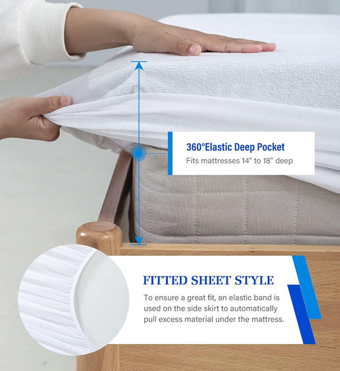 Twin XL Mattress Protector,Mattress Cover Noiseless Waterproof Soft Breathable Terry for Pets Kids Adults 39" x 80"...