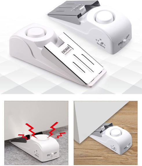 EMDMAK Door Stop Alarm with 120DB Siren Door Stop for Home & Travel (White) (Pack of 1)...