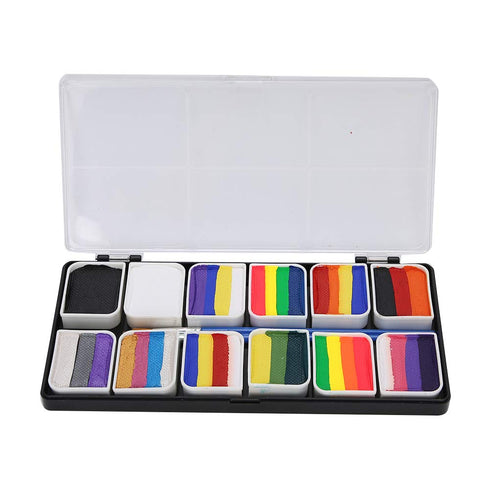 Rainbow Face Paint Split Cake Body Painting Professional 12 Colors Face Body Paint Kit Largest Oil Based Hypoallergenic Neon Face Painting Palette...