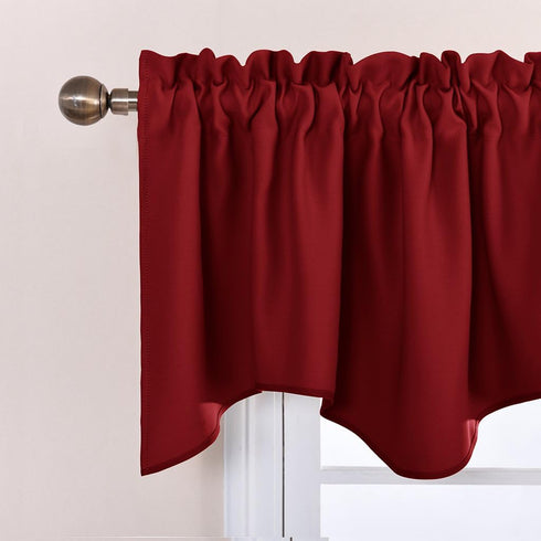 NICETOWN Burgundy Red Blackout Valances, Thermal Insulated Elegant W52 x L18 Scalloped Rod Pocket Curtains Small Window Treatment Tiers Home Decor...